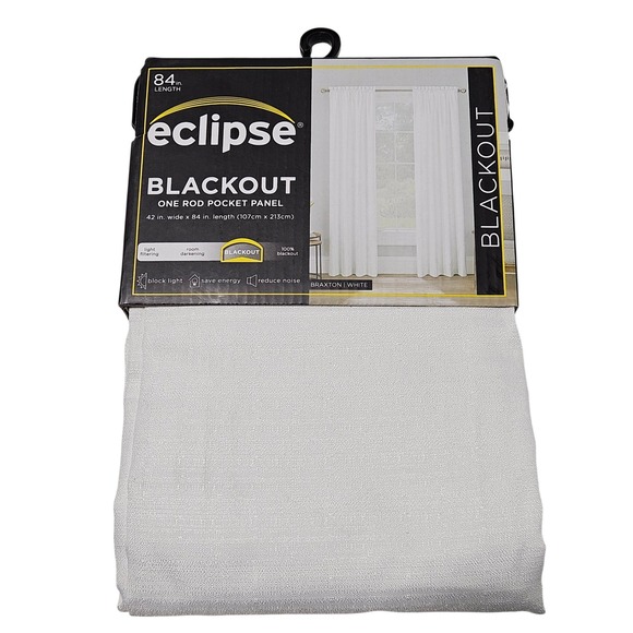 Eclipse Other - Eclipse Braxton White 1 Blackout Rod Pocket Curtain Panel Eclipse White 42x84